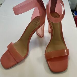New INC McKenna Coral Clear Block Heels | Size 8